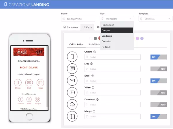 Modelli disponibili di landing page da creare
