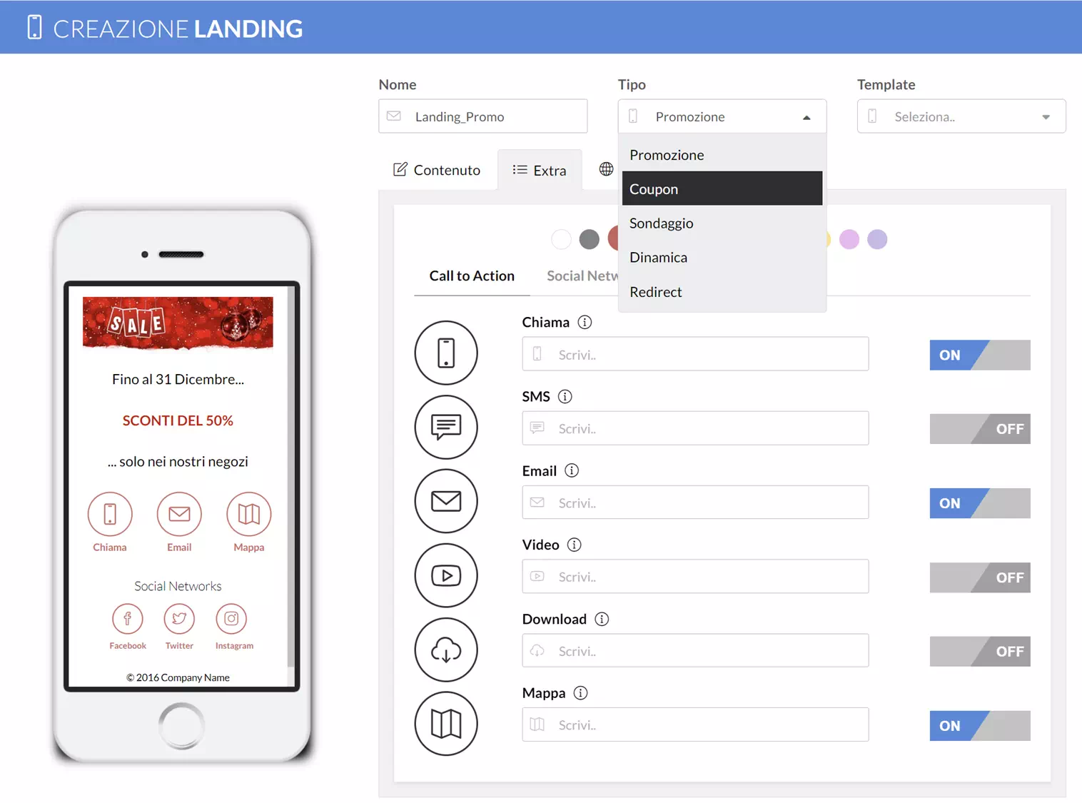 creazione della landing page su misura per campagne di SMS marketing