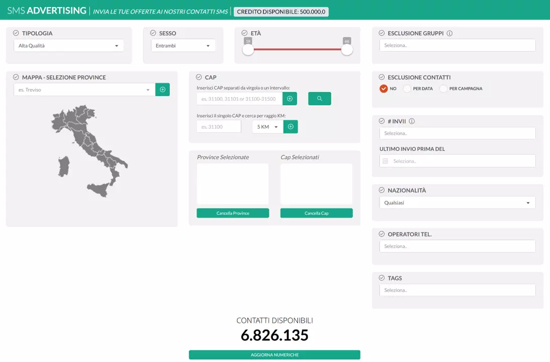 piattaforma avanzata per le campagne SMS degli editori